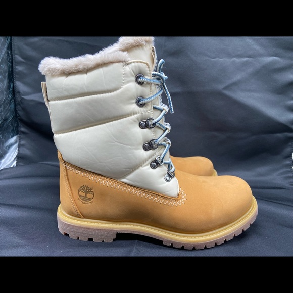 TIMBERLAND 6 INCH PREMIUM PUFFER WATERPROOF Boot WHEAT NUBUCK A2ER8 Women Size 9 - Picture 5 of 11